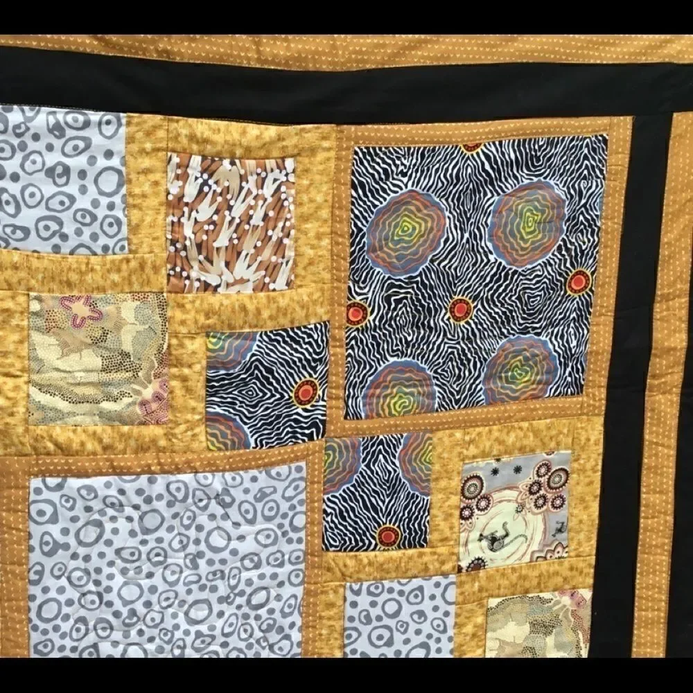 NWT Hand Crafted Quilted Aboriginal Fabrics Quilt